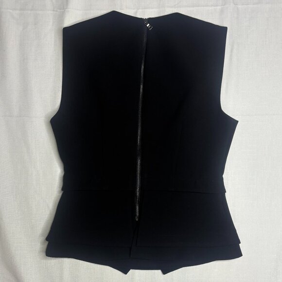 BCBGMaxAzria Stelloun Grommet Sleeveless Peplum Tank Top Black Silver Women NWT - Picture 5 of 5